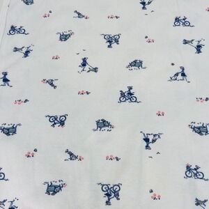 Carters Baby Blanket White Girl On Bike Dog Park Bench Pink Flowers Lovey Cotton